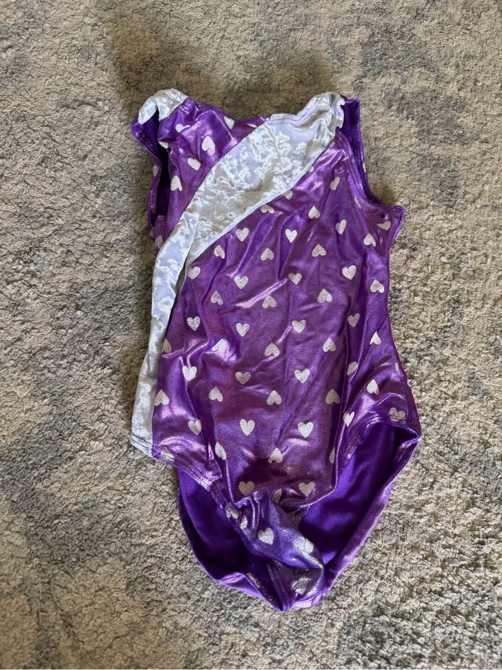 Girls' Purple Heart Print One-Piece Leotard